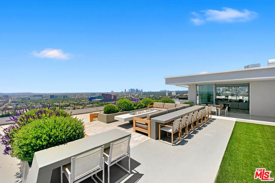 Rare Find Penthouse at Empire West. Live above it all in this rare, nearly 4,000 sq. ft. Penthouse in the iconic Empire West, one of Los Angeles' most prestigious and sought-after high-rise buildings. This expansive 3-bedroom, 3.5-bath residence features a formal entry, an old Hollywood Style bar and lounge area, a family room, formal dining room, and an open-concept living space designed for both grand entertaining and comfortable everyday living. Floor-to-ceiling walls of glass showcase breathtaking 180-degree jetliner views from Beverly Hills to Downtown LA, flooding the space with natural light and highlighting timeless and elegant finishes throughout.   Empire West offers world-class amenities including a rooftop pool and private clubhouse with and outdoor fire-pit perfect for enjoying sunsets, a full-service fitness center, tennis court, 24/7 valet parking, concierge service, and top-tier security. Located just moments from Sunset Plaza, this is high-rise luxury redefined in the heart of West Hollywood.