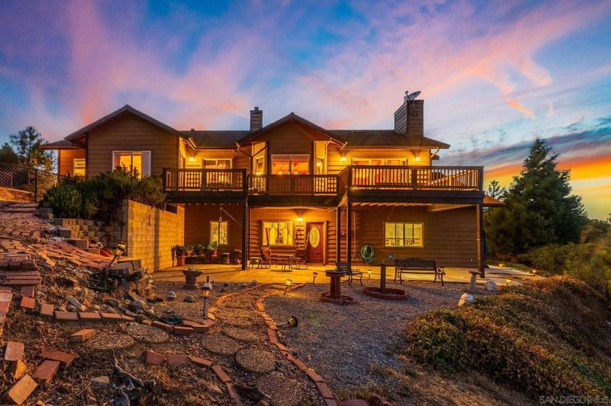 Take in sweeping, unobstructed views of the Anza Borrego Desert State Park from nearly every room of this ~2,853 sq. ft. home on 4.49 acres. Sunrises, desert vistas, and endless star-filled skies (Julian is a designated Dark Sky community) create a truly unique setting that can be enjoyed year-round. Located just 5 minutes from Main Street’s shops, restaurants, breweries, and wineries, this home offers both privacy and convenience.  The interior features 2 spacious bedrooms upstairs, plus an office that can easily serve as a 3rd bedroom. A beautiful kitchen opens to the dining room, perfectly positioned to capture the panoramic views while you cook and entertain. Additional spaces include 2 bathrooms, a laundry room, storage room, and a flexible bonus area currently used as a bar—ideal for hobbies, entertaining, or relaxation.  Whether as a full-time residence or weekend getaway, this home blends the serenity of mountain living with modern comfort. From daytime desert views to breathtaking stargazing at night, every moment here is framed by the natural beauty that makes Julian so special.  Julian is a charming historic town nestled in the Cuyamaca Mountains, about an hour east of San Diego. Known for its small-town charm, gold rush history, and famous apple orchards, Julian is a popular getaway for those looking to enjoy fresh mountain air, scenic landscapes, and a slower pace of life.  Real estate in Julian ranges from historic cabins to modern mountain retreats, making it an ideal location for those looking for a peaceful, nature-filled lifestyle with easy access to San Diego and Orange County.