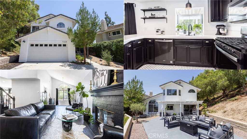 Panoramic hillside views set the stage for this updated West Hills retreat—enjoy glowing sunsets and even fireworks right from your windows. Situated in the highly acclaimed El Camino Real Charter High School district, with access to Pomelo Community Charter and Hale Charter Academy. Inside, high vaulted ceilings, luxury vinyl floors, and an open, light-filled layout create a bright, inviting space for both entertaining and everyday living. The kitchen offers a sunny breakfast nook, while the family room’s stone fireplace makes a cozy gathering spot. Upstairs, the primary suite features vaulted ceilings, dual vanities, and those same sweeping hillside views. Tucked away on a quiet cul-de-sac, the home delivers peace and privacy while keeping you close to UCLA West Valley Medical Center, hiking trails, parks, and premier shopping/dining at The Village and Topanga Mall. A rare opportunity to own a true view home in one of West Hills’ most sought-after neighborhoods—don’t miss it.