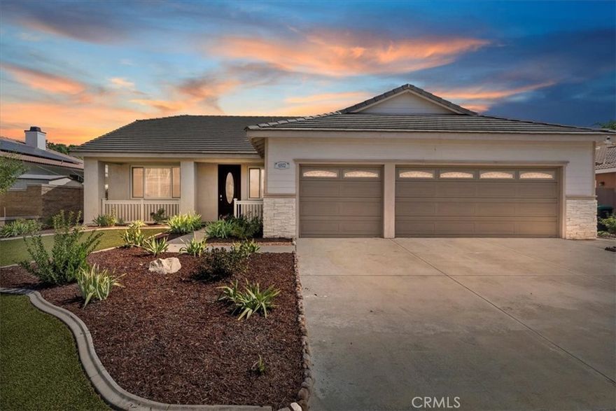 This beautifully maintained single-story home nestled in one of Eastvale’s most sought-after neighborhoods features approximately 2,383 square feet of spacious living space on a generous sized lot, combining comfort, functionality, and charm in one inviting package. Step inside to discover a bright, open floor plan designed for both relaxation and entertaining. The formal living and dining areas flow seamlessly into a cozy family room centered around a warm fireplace perfect for the upcoming Winter months. The kitchen features a large island, abundant cabinetry, stainless steel appliances, and ample counter space, ideal for anyone who loves to cook or entertain. The primary suite offers a peaceful retreat with a spacious layout, dual sinks, a soaking tub, walk in shower, and a very spacious walk-in closet. Secondary bedrooms are well-sized and versatile, easily adaptable for home offices or accommodating guests. Outside, enjoy a private landscaped backyard perfect for hosting company, morning coffee, or simply relaxing during a quiet evening. The property also includes a 3-car garage, Turf landscaping that cuts maintenance costs, front porch area, fresh new paint, plantation shutters throughout, tile and laminate wood flooring, and a spacious individual laundry room, adding both convenience and curb appeal. Located near top-rated schools, shopping, and major commuter routes, all combining suburban tranquility with everyday convenience. It’s a wonderful opportunity to own a beautifully kept home in the heart of Eastvale. This home is a must see!