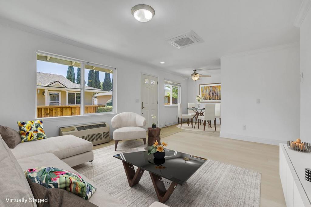 Located on a peaceful tree lined street in the heart of Mountain View. A serene garden courtyard welcomes you to your new home. This end unit single story residence feels like a single family home with a spacious private backyard. This turnkey home boasts brand new luxury vinyl flooring, fresh interior paint, in-unit laundry, and mini split system for heating & cooling. HOA dues cover water and trash. 2 assigned parking spots: 1 detached garage with remote operated door and 1 reserved open parking spot. Conveniently located minutes away from Safeway and Costco for easy grocery runs. Top rated schools including Los Altos High. Downtown Mountain View offers endless entertainment with Sunday Farmers Markets, Popular Restaurants, and Public Events.