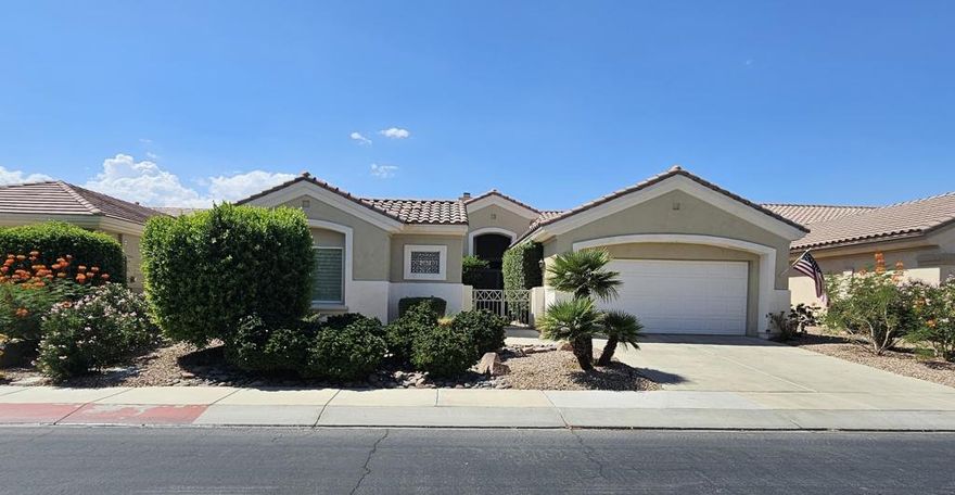 Located in Del Webb's Sun City, a 55+ community, this beautiful single family residence features two bedrooms and two bathrooms, plus a den/office in the main house, and a casita (Guest House) featuring one bedroom and one bathroom.  This home features high ceilings, ceiling fans, an open floor plan, a fireplace, plantation shutters, a large updated kitchen with custom cabinets, Corian counters, a private back yard with a built in barbeque.  Located in Sun City Palm Desert, where there are so many activities to enjoy you'll never want to leave.  Then, there's the rest of the valley.  Of course there's golf everywhere, but there's also the Acrisure Arena, the living desert, hiking, biking, shopping and fine dining, all within minutes.Rent: $5500Security Deposit: $4500Cleaning Fee: $300Utilities are capped at $150 (Gas & Electricity)(Owner pays the first $150 of gas and electricity combined.  Tenant pays anything over $150.)