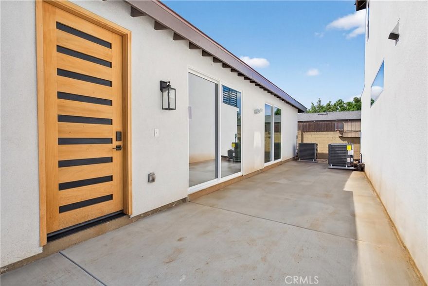 Brand new single story 3 bedroom, 2 bath back house in Whittier! This modern home has a spacious living room with high ceilings and recessed lighting, new kitchen with quartz counters, tile backsplash, stainless steel vent hood & dishwasher, and a primary bedroom with its own bathroom & walk in closet. The home has new luxury vinyl tile flooring through out, new central air and heat, new windows and sliding door, well insulated walls, solar panels (electricity bill will be low!) and an individual laundry room.