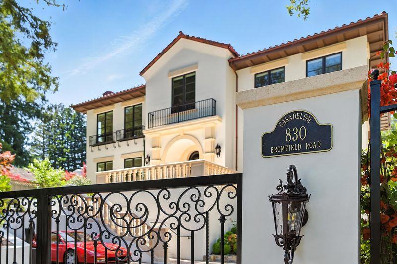 CasaDelSol is a magnificent three-story estate that embodies the pinnacle of luxury living. Highly coveted location. Walkable to trendy eateries and boutiques. Nestled among oaks and redwoods creating an oasis of serenity. 2023 construction. Interior livable area of ñ6079àsq. ft. Unrivaled quality. Meticulous details. Step inside and experience the sheer scale and grandeur. Flexible spaces make this intimate for relaxation and entertaining. A soothing palette of colors flowing harmoniously. Gourmet kitchen with 4 ovens, 2 dishwashers, 72-inch fridge/freezer and six-foot wine coolers. Pristine marble slab adorns the15-foot island. Wake up to the sunrise in this dreamy primary suite, with a roomy walk-in closet. Sumptuous bathroom is the place to indulge in a pampering journey. 2 fireplaces. Pool. Cabana. Pergola. Living is further enriched with the outdoor kitchen. BBQ.12-foot raised bar. 1,000 sq. ft. limestone patio. A bench perfect for quiet reflection, captures unforgettable sunsets over the spa, all to nourish the body, mind, and spirit. Gym station. Wine tasting lounge. A wine cellar framed with a stone entrance. Stylish cocktail bar with a sweeping black marble counter. Billiards room. A rare offering in one of the area's most desirable enclaves! www.830Bromfield.net