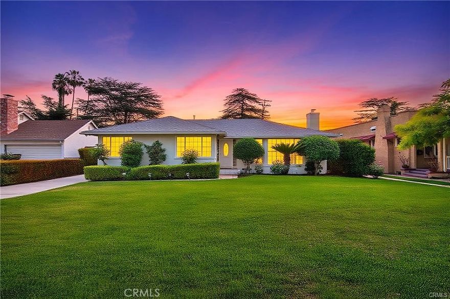 Discover this light-filled single-story home in one of Pasadena’s most coveted neighborhoods. Built in 1946, the residence offers approximately 1,904sqft of thoughtfully designed living space on a generous 8,396sqft lot. Soaring with natural light, the living and dining areas feature classic ceramic tile floors. The master suite and tandem bedroom, complete with sliding glass doors, open seamlessly to the backyard—perfect for indoor-outdoor living.

The detached two-car garage provides convenient parking and extra room for storage or hobby space. Outside, enjoy a lush yard with fruit-bearing citrus trees and space ready for a dream outdoor entertaining area. Centrally cooled and heated, the home also includes a fireplace and full laundry/mud room.

Set under a canopy of Jacaranda trees in a tranquil cul-de-sac, this lovely property sits near top-rated public and magnet schools, local shops, and dining. With charming mountain views and a warm community feel, this quintessential Pasadena home is ready to welcome its next chapter.