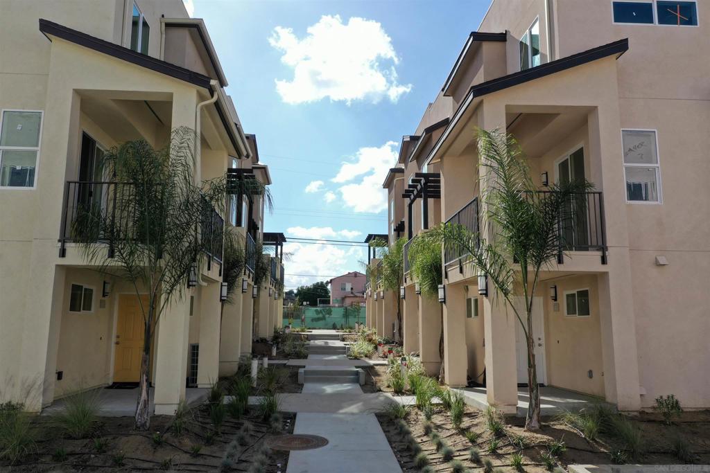 THIS IS A "AFFORDABLE FOR SALE RESTRICTED UNIT". There are 4 in the complex. Affordable restrictions are through the SDHC for families of 4 or more up to 120% of Area Median Income. Must be a FTHB. NEW CONSTRUCTION, at a reduced price. Must qualify under the SDHC guidelines. Contact listing agent for availability and details. Select units apply. Trolley is a short walk as well as other restaurants and shopping. For more on the City program please contact the listing agent.. All units are "detached PUD's" NOT CONDO. 3 BR and 3 BA. New restaurants and shopping nearby. Great opportunity to purchase a new construction (2025) home at a reduced price. All units are detached PUD's (not condo). 3 BR, 3 BA townhome style residence. Open concept with 9' ceilings give a open and airy atmosphere. Recessed LED lighting and modern stainless steel kitchen. Split units supply AC and heat. Sustainable lifestyle with "paid" solar that contribute to reduced energy costs. Trolley, restaurants and other shopping walkable. Freeway close to 94, 15, 805 and 5. NO Mello Roos. Separate laundry room and nice entry. Upstairs landing is perfect for a desk/study space.