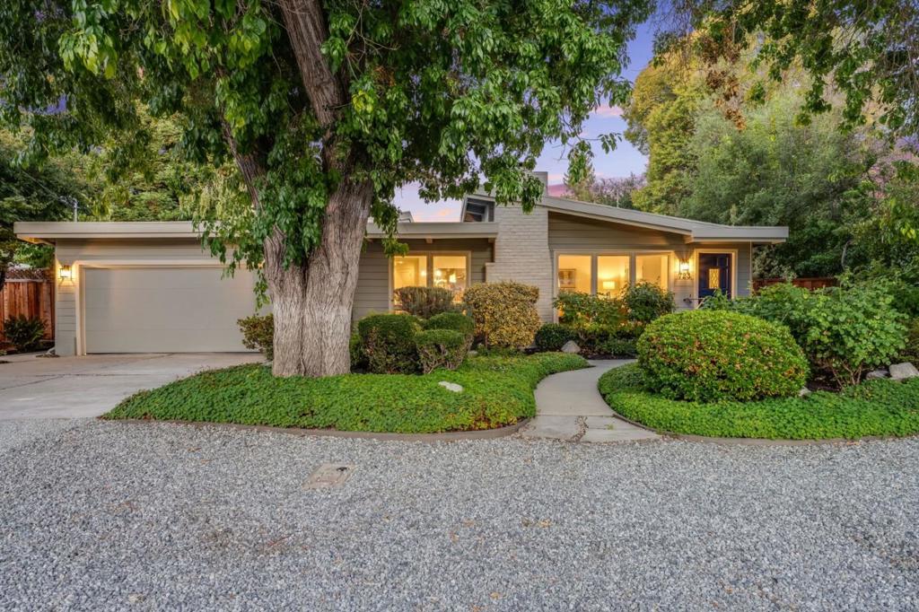Classic First Generation Eichler Home in Desirable Barron Park Neighborhood! This home has been Updated and Expanded and is situated on a spacious 8,926sf lot and offers a rare opportunity to own a charming residence in one of Palo Altos most desirable neighborhoods. This beautifully maintained home blends timeless character with modern updates, creating an inviting retreat perfect for todays lifestyle. Step inside to find light-filled living spaces, refinished hardwood floors and a thoughtfully designed layout ideal for both everyday living & entertaining. The updated kitchen provides ample counter space and cabinetry plus breakfast bar & combines seamlessly with the family room featuring soaring high ceilings. The Living Room & Dining Area feature a wide view of the front landscaping. The Primary Bedroom with en suite Bathroom offers a private retreat with access to the Backyard. Outside, the private backyard is a true oasis, with lush and mature landscaping & room for outdoor dining, play, or gardening. Located in the heart of Barron Park, this home enjoys proximity to top-rated Palo Alto schools, Stanford, tech hubs, and the vibrant California Avenue district. This home delivers comfort, convenience, and community in one of Silicon Valleys most sought-after neighborhoods.
