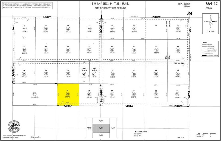 Broker-owner will finance--> Discover the potential of 0 Orma Vista Dr, Desert Hot Springs, CA 92240 (APN: 664-220-028)--a 2.52-acre vacant lot showcasing stunning mountain views and excellent development promise. Nestled on a quiet dirt road with other homes in the area, this spacious parcel offers tranquility and natural beauty in one of Southern California's most up-and-coming desert communities. Broker-owner will finance, making it an ideal opportunity for buyers looking for flexible terms. Reach out to the listing office for an aerial photo and take the first step toward your next investment today! ****No soils reports, surveys, etc., have been done. Buyer and buyer's agent to verify all information with the city or county for allowable uses and requirements  and rely on their own investigations. **Buyer responsible for checking zoning, utilities, permits and exact property boundaries. ****