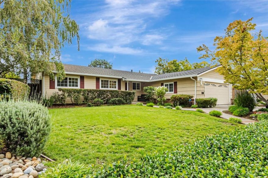 Move right into this beautifully remodeled single-story home, ideally located at the border of Los Altos and Cupertino.Just minutes from Apple, Google, and LinkedIn and, close to top-rated schools, this residence offers both convenience and lifestyle.Inside, the home showcases oak hardwood floors, recessed lighting, and a sleek remote-controlled fireplace.The gourmet kitchen is a true centerpiece, featuring quartzite countertops, premium appliances, a panel-ready refrigerator, a Sub-Zero wine cooler, and custom maple cabinetry.The common bath has been thoughtfully updated with modern fixtures, wainscoting, marble countertops, and a contemporary finish.The primary suite provides a private retreat with restroom, a smart LED-lit mirror medicine cabinet, Toto toilet, and a spacious shower.Dual pane windows throughout. Outdoors, enjoy a private wraparound backyard designed for relaxation and entertaining, complete with a spa, citrus trees, fountains, and vibrant landscaping.A two-car garage adds everyday practicality to this stunning property.