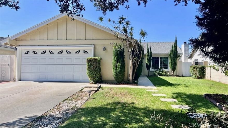 Welcome to this well-maintained 4-bedroom, 2-bathroom home offering approximately 1,452 sq. ft. of living space on a nearly 5,000 sq. ft. lot. The primary suite features French doors overlooking a manicured backyard with fruit trees, plus an ensuite bath with direct outdoor access. Enjoy dual-pane windows throughout, waterproof vinyl flooring in main areas, and carpet in all bedrooms. The inviting family room and formal dining area include a cozy fireplace and sliding French doors leading to the backyard with a covered patio--perfect for entertaining. The kitchen features granite countertops and comes equipped with an electric stove, microwave, dishwasher, and refrigerator. The attached 2-car garage provides direct interior access and includes a washer and dryer for convenience. Additional highlight includes central A/C and heating. Located in the prestigious ABC Unified School District, close to shopping centers, restaurants, the Cerritos Library, and top-rated schools. A wonderful opportunity to live in a home in one of Cerritos’ most sought-after neighborhoods!