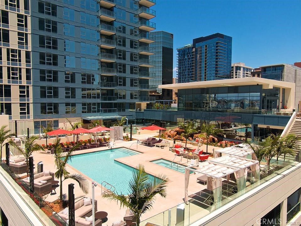 WATER VIEWS FROM YOUR PRIVATE TERRACE!!! Experience Luxury Living at SAVINA, Welcome to this light-filled, expansive residence in one of Downtown San Diego’s most coveted high-rises. This modern and sophisticated 2-bedroom, 2-bathroom home boasts a spacious open-concept floor plan with upgraded flooring, generous storage, and contemporary finishes throughout. The large primary suite offers comfort and style, while the private terrace showcases breathtaking views of the Bay, Waterfront Park, the Star of India, and twinkling city lights—perfect for relaxing or entertaining. Ideally situated between the scenic San Diego Waterfront and the vibrant Little Italy neighborhood, SAVINA redefines upscale urban living with over 24,000 square feet of resort-style amenities, including: State-of-the-art fitness center, Resort-style pool and spa, beautifully appointed social lounges, Community-level 3 EV chargers, 24-hour security, Pet retreat for late-night walks. Discover the perfect blend of luxury, location, and lifestyle at SAVINA—where city living meets coastal elegance.