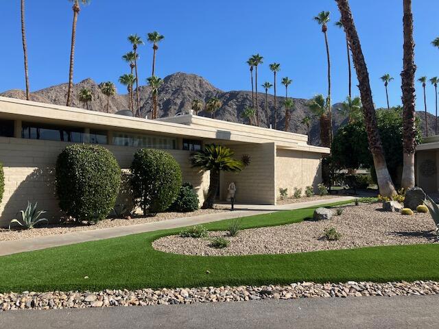 Available now for an annual lease! Wonderful and spacious 2 bedroom/2 bath unfurnished Sandpiper condo inside the 24 hr guard-gated community of Indian Wells Country Club. Bright and cheery as this condo has been freshly painted, all popcorn has been removed from the ceilings and new canned lighting has been installed. Main bedroom has access to a private courtyard patio, en-suite bathroom with dual sinks, shower and walk-in closet. Second bedroom has access to the private courtyard patio and large closet. Second 3/4 bathroom is off the hallway with shower and separate laundry room with washer and dryer. New vinyl flooring in the spacious living room with beautiful views of the mountains. The back patio overlooks the sunken community pool and gorgeous southwest mountain views! Shutters throughout. Detached garage is steps from the courtyard patio. Close to El Paseo shopping, fine dining, golf and the Indian Wells Tennis Gardens, an ideal location!