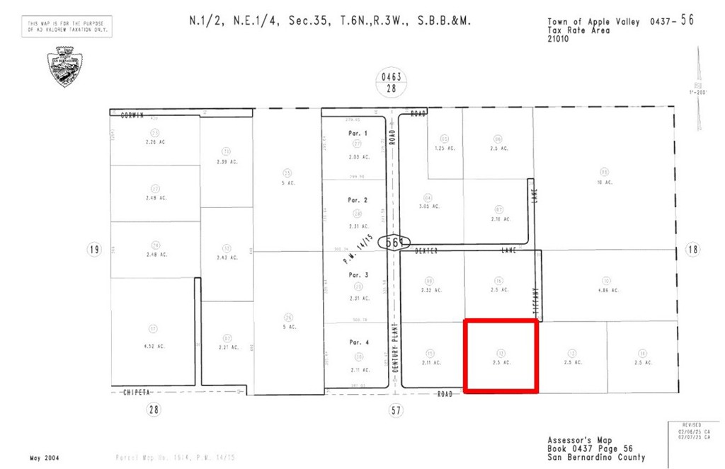2.5ac vacant land parcel at the northwest corner of Chipeta Rd & Tiffany Ln in the Sycamore Rocks area of Apple Valley. Electricity service can be found near to the parcel. Excellent location to build the home of your dreams with million-dollar 360-degree views. Gorgeous custom homes surround the site. Back dropped against the Sycamore Rocks. High Desert Living at it finest. Great area - rural, but near shopping, schools, and services.