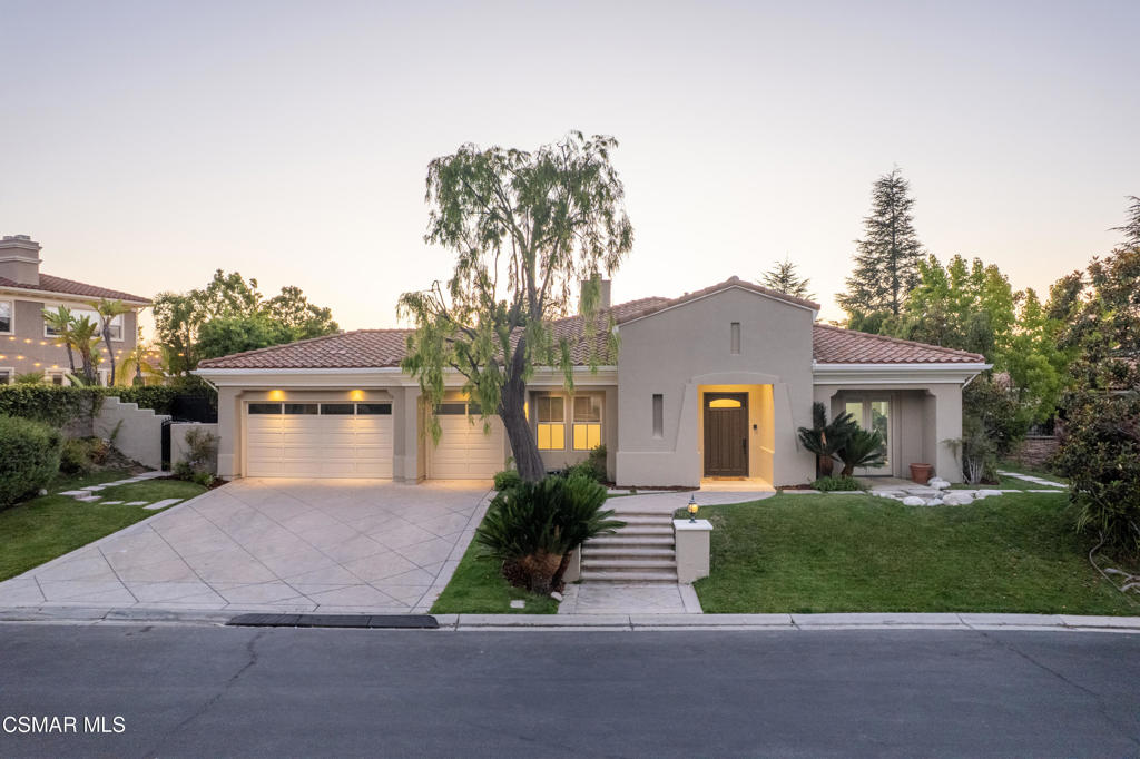 Welcome to this rare, fully remodeled single-story Mediterranean home located in the prestigious, gated Signature Collection. This expansive 5-bedroom, 4.5-bathroom residence offers over 15,600 square feet of lot space and combines timeless elegance with modern upgrades, all within a no-step, open-concept layout.Inside, you'll find soaring ceilings and wide-plank White Oak hardwood floors throughout. The spacious living and dining areas are anchored by a cozy fireplace and open through French doors to a private courtyard patio--ideal for outdoor dining and lounging. The gourmet kitchen features a large breakfast bar island, Viking stainless steel appliances, and a built-in Viking refrigerator, designed to impress even the most discerning chef.Four of the five bedrooms include en-suite bathrooms, providing comfort and privacy for family and guests. The luxurious primary suite offers a double vanity, built-in makeup station, soaking tub, separate shower, a massive walk-in closet, and a private water closet.The resort-style backyard is perfect for entertaining, with a Pebble Tec rock pool and spa complete with waterfall and slide, built-in barbecue with bar seating, sport court, patio cover, and beautiful views.Additional features include a 3-car garage, Tri-zone air conditioning, fresh interior paint, and brand-new landscaping. This is a unique opportunity to own a truly turnkey, single-level home in one of the area's most sought-after communities.