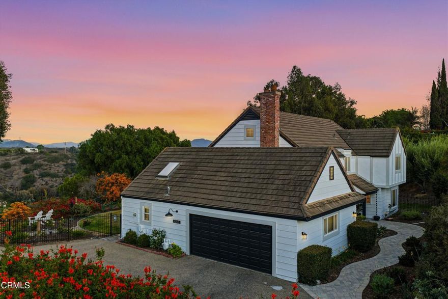 Experience modern luxury, privacy and sweeping VIEWS from this beautifully reimagined custom residence in the prestigious Terra Bella Estates. Set on a private flag lot and designed for both refined entertaining and everyday comfort, this home has been thoughtfully remodeled throughout with timeless finishes and an effortless indoor-outdoor lifestyle. Step inside to a warm, sophisticated living room anchored by a classic custom fireplace. Overhead, an exquisite Tiffany stained-glass chandelier adds a soft, artful glow - creating a space that is both elegant and inviting. The heart of the home is the beautiful chef's kitchen, where sleek quartz countertops, soft-close custom solid wood cabinetry with Rev-A-Shelf pull-outs, contrasting hand-cut lower cherrywood and upper hand painted wood complement high-end stainless-steel appliances including a commercial-grade 5-burner range and professional vent hood. A formal dining room sets the stage for memorable gatherings, while the adjoining family room offers a relaxed, comfortable space for daily living. With six bedrooms, including one conveniently located on the main level, the floor plan provides exceptional versatility. The primary suite is a calming retreat featuring a generous layout and a fully remodeled spa-inspired en-suite with quartz dual vanity, wash-let bidet, luxurious free-standing soaking tub, and an expansive walk-in shower highlighted with marble lattice tile and refined modern fixtures. The home also features a second full bath and two additional half baths, ensuring comfort and convenience for residents and guests alike. Step outdoors and discover your own private oasis! A covered patio invites lounging, dining, and quiet morning coffee moments, while the sparkling pool and spa - complete with a soothing waterfall feature - offer resort-style enjoyment with stunning panoramic views. Surrounded by mature olive trees and thoughtful landscaping, the backyard feels serene and completely private - an escape designed for true relaxation. The home has also been upgraded for modern efficiency and comfort, featuring a brand-new furnace, tankless water heater, and all new PEX plumbing. The two-car garage includes a versatile bonus room ideal for a home gym or studio, and an unfinished attic space offers exciting potential to be reimagined - possibly as an added room with an ocean view. A rare offering blending classic elegance, modern comfort and nature! A definite MUST SEE!