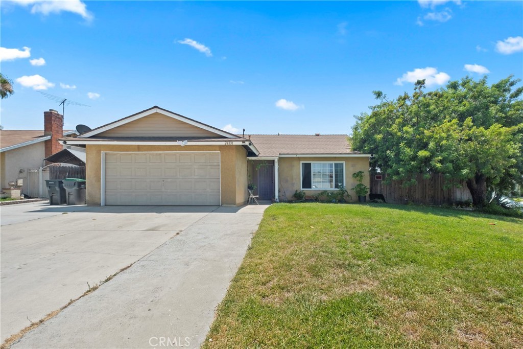 Welcome to 24331 Finley Dr, Moreno Valley — a great opportunity to own a beautifully maintained 3-bedroom, 2-bathroom home offering 1,336 square feet of comfortable living space. This charming single-story residence is perfect for first-time buyers, families, or investors looking for a move-in ready home in a well-established neighborhood. It has solar panels, providing energy efficiency and long-term savings. Step inside to find a spacious and bright living area with large windows that invite in natural light, creating a warm and welcoming atmosphere. The open layout seamlessly connects the living and dining spaces, making it ideal for both everyday living and entertaining. The kitchen offers ample cabinetry and counter space, perfect for meal prep and gatherings. Each of the three bedrooms is generously sized, providing comfortable retreats for rest and relaxation. The primary suite includes its own private bathroom, offering convenience and privacy. The second full bathroom is well-appointed to serve the additional bedrooms and guests. Outside, enjoy a private backyard with plenty of room to garden, play, or host outdoor events. A spacious driveway and attached garage add to the home’s practicality and storage potential. Situated in a quiet, family-friendly community, this home is conveniently located near schools, parks, shopping centers, and major freeways, providing easy access to everything Moreno Valley has to offer. Don’t miss this incredible opportunity to own a well-cared-for home with great potential in a desirable location!