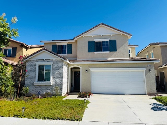 This house shows like a model home with no expense spared! Fully landscaped front and back yard, hardwood floors, newer washer & dryer and refrigerator, this home can come FULLY FURNISHED or WITHOUT THE FURNISHINGS. You'll enjoy a two story home with upstairs laundry room and a loft, and 3 bedrooms. One bedroom has a King size bed in the primary, a full size bed in room #2 and a twin size bed in bedroom #3. There is also bedroom #4 that has a queen bed and full bath on the first floor. There are dressers and TV's in each room. The fenced yard has a kids playhouse, a BBQ, and patio set ready for you to enjoy! Park on the driveway or park two cars in the garage. The association has a community pool and spa. One medium dog or two small dogs are okay. Owner prefers one year lease or more. House is ready for move-in so pack your bags and call this one your home sweet home.