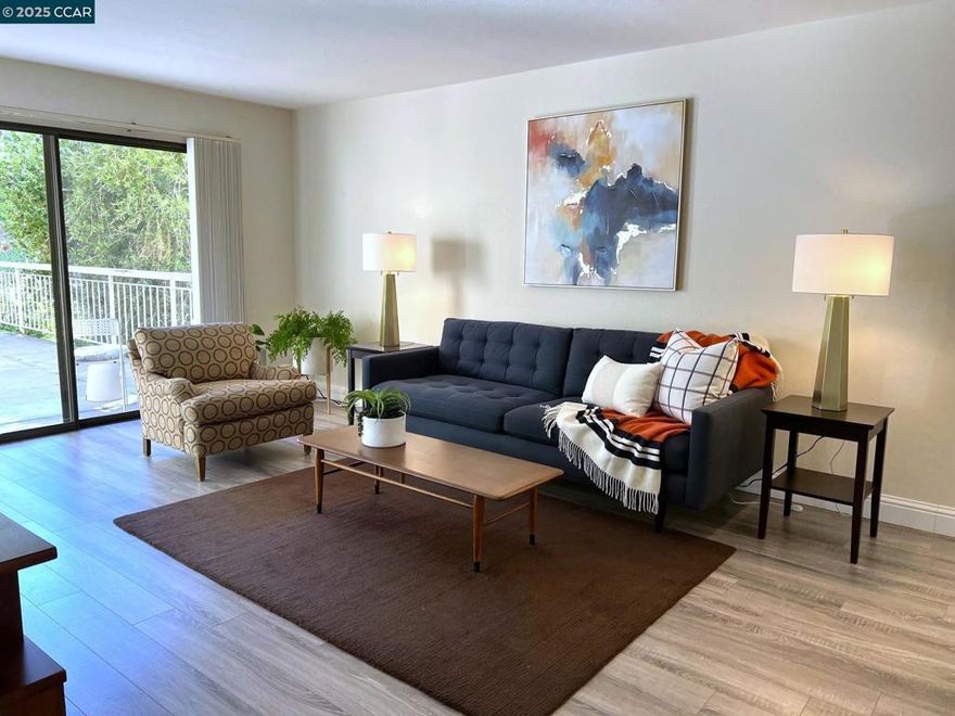 Welcome to affordable resort-style living in the heart of Walnut Creek! This bright move-in ready one bedroom unit in The Keys complex offers the perfect blend of convenience, comfort and wonderful amenities. Step inside to a welcoming living space that opens directly onto a large, semi-private courtyard (shared between 4 units), providing a serene outdoor extension perfect for relaxing or entertaining guests. Recent upgrades include newer laminate floors, granite kitchen counters, stainless steel appliances, updated lighting in the dining area, stylish painted cabinets, 5 inch baseboards and much more! Enjoy three swimming pools (one large resort style main pool heated year-round along with two smaller more private pools), spas, a two-story clubhouse with a gym and fitness center, tennis courts, basketball, racquetball, putting green, saunas, billiard room, BBQ areas and gated Iron Horse Trail access. HOA dues include all amenities, water and trash removal. Whether you're a first-time homebuyer, looking to downsize, or seeking an incredible investment property, this condo offers unbeatable value in a phenomenal community.