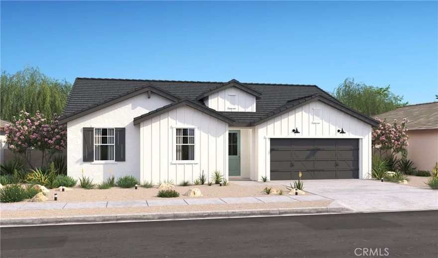 Discover Joshua Landing, a vibrant Palmdale community surrounded by scenic beauty and endless outdoor recreation. This stunning single-story Adriatic plan offers 3 bedrooms, 2 baths, and a versatile home office, perfect for remote work, hobbies, or study. Styled with our Farmhouse-inspired interior selections, the gourmet kitchen features Vintage-stained cabinets, elegant Iced White quartz counters, and a spacious island ideal for casual dining or entertaining. The open layout flows seamlessly into the expansive great room, where soaring vaulted ceilings and abundant natural light create a warm, inviting atmosphere for gatherings of any size. Unwind in the luxurious primary suite, complete with a spa-like bath boasting a freestanding vanity, deep soaking tub, and designer tile accents. Additional highlights include luxury vinyl plank flooring in main living areas, plush carpet in bedrooms, and stylish tile in baths. Move-in ready and thoughtfully crafted, this home blends comfort, style, and functionality. Don’t miss your chance to make it yours! **Price subject to change.