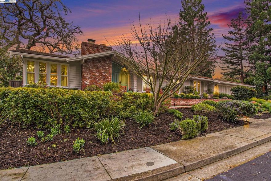 Nestled in the scenic Mt. Diablo foothills, this single-story Whitegate home boasts a large master suite, three additional bedrooms, an updated kitchen & contemporary family room that opens onto a sprawling patio complete with pool/spa. A tranquil & private property situated on a 1/3 acre corner lot, backing to open space. This beautiful setting offers a serene & comfortable living space, perfect for relaxation as well as enjoying nature & the outdoors. Updated kitchen with a large skylight, stainless appliances & a new wine fridge offering style & convenience. Formal dining room and living room with vaulted ceilings. There are hardwood floors & newly installed led recessed lighting. The four generously sized bedrooms offer ample space for family members or guests, providing privacy & flexibility. Close distance to 12 years of award-winning schools, neighborhood walking trails & Oak Hill Park. Minutes to Freeway 680, downtown Danville/Alamo, Walnut Creek & BART.