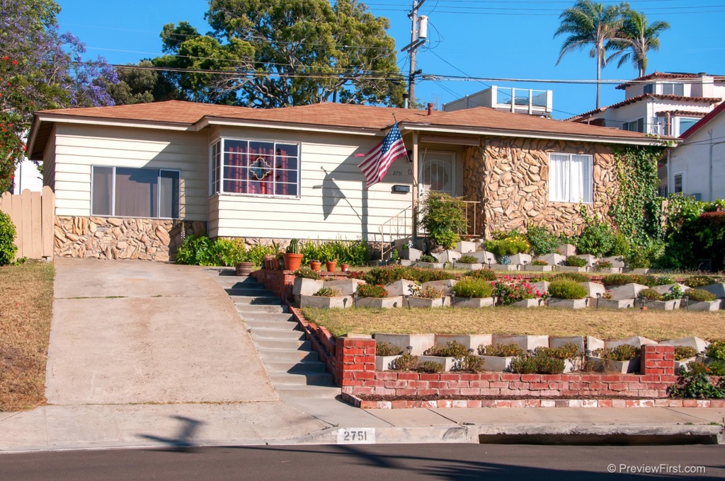 Ocean views. Located on an elevated bluff in the heart of Loma Portal. Basked in seabreeze. Immaculate 2 bedroom, 1 bath home. Over 900sqft. of pure charm. Hardwood floors, fresh paint, open kitchen area and views to Ocean from living room and 2nd bedroom. Terraced yard has custom landscaping. Long driveway perfect for parking and/or entertaining friends. Grand lot size is 6000sqft. Major potential to build your own custom dream home or renovate current home. The sky and Pacific Ocean are the only limit! Neighborhoods: Loma Portal Other Fees: 0 Sewer: Sewer Connected Topography: GSL