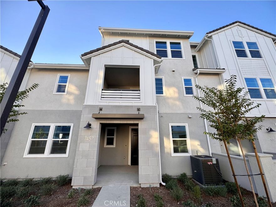 Welcome to 7457 Armeria Lane, a brand-new, three story home perfectly situated in the prestigious Preserve at Chino community. This modern residence showcases elegant design, functional living spaces, and exceptional craftsmanship ideal for today’s contemporary lifestyle.

Step inside to find a versatile first floor suite, complete with a private bedroom and full bathroom perfect for guests, extended family, or a comfortable home office.

On the second floor, enjoy a bright and open-concept living area where the kitchen, dining, and family room blend seamlessly for effortless entertaining and everyday living. The chef-inspired kitchen features brand-new stainless-steel appliances, stylish cabinetry, and premium countertops, offering both beauty and practicality. From the living area, step out to a spacious second-floor patio, the perfect place to enjoy your morning coffee or relax outdoors in the evening.

The third floor is designed for rest and retreat, featuring three spacious bedrooms and two full bathrooms, including a luxurious primary suite with an elegant ensuite bath and walk-in closet.

Additional highlights include a durable epoxy coated garage floor, EV Charger, solar panels with a low monthly lease payment,  offering both style and easy maintenance, as well as energy efficient construction throughout.

Residents of The Preserve have access to parkhouse, Meadowhouse, community garden, and club on main. Enjoy access to resort-style amenities pools, spas, a fitness center, clubhouse, playgrounds, sport courts, BBQ areas, dog park, and scenic walking trails. With easy freeway access, proximity to top rated schools, and nearby shopping and dining, this home delivers the best of comfort, convenience, and community.