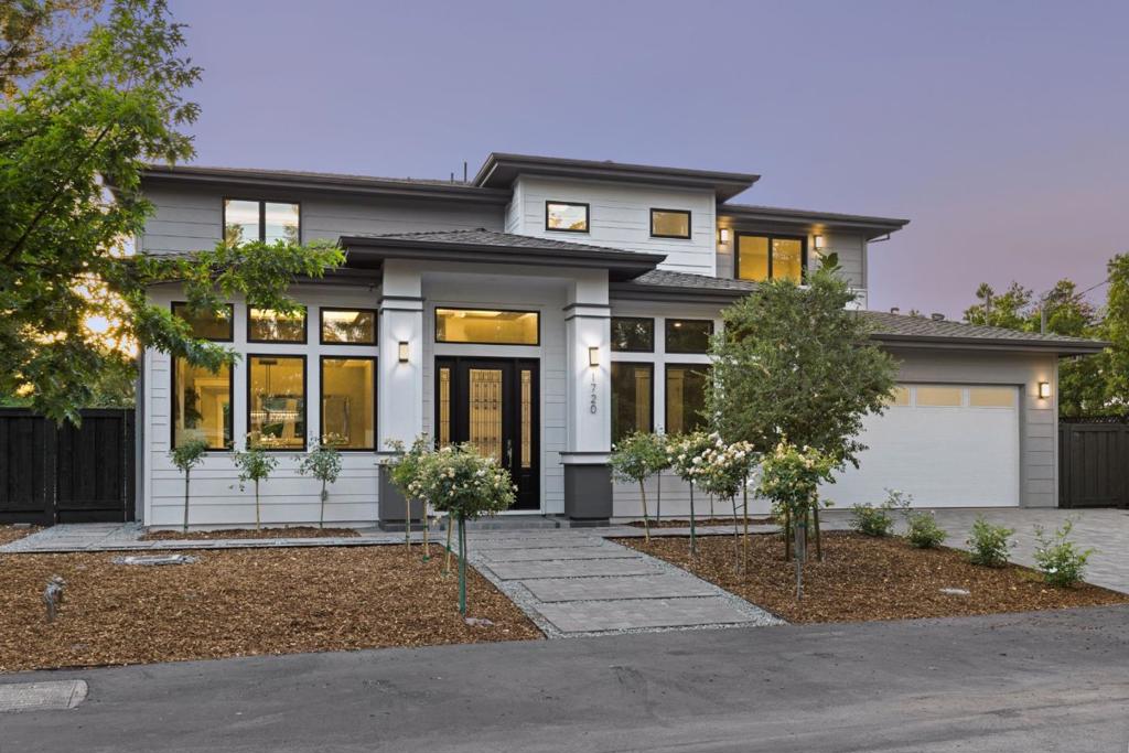 New contemporary in the heart of Central Menlo Park - spacious luxury on nearly a quarter of an acre. Built in a three-story floor plan for modern livability with sleek modern lines outside and beautiful finishes inside, including white oak floors on the main & upper level and aesthetically matching tile floors In the bright lower level. From the formality of the living and dining room a tremendous kitchen and family room spans the rear of the home and opens to a covered terrace & spacious yard. The generous lower level offers a recreation room, full bar, wine cellar, fitness area, and a home theatre with cinema screen & surround sound. Six bedrooms plus an office across the three levels provide for the utmost of functionality and individual privacy. A luxurious upstairs master suite, 5 full baths and 2 half-baths complete the home's delightfully comfortable ambiance. This splendid new home is close to acclaimed Menlo Park schools, Stanford University, downtown shops and restaurants.