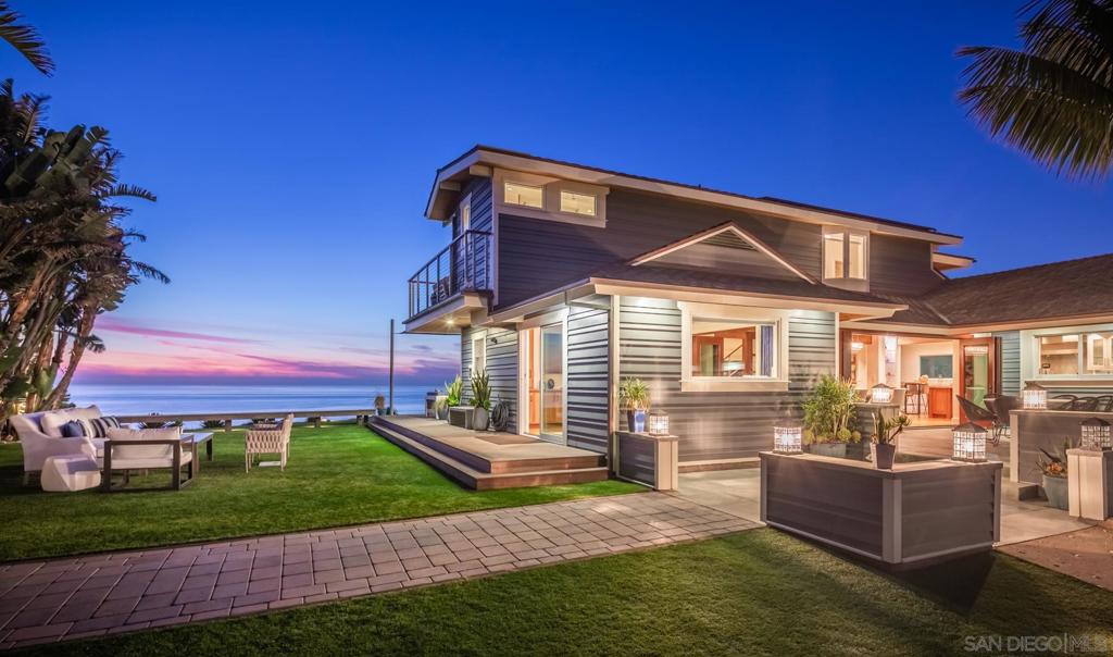 A rare double beachfront lot, located on the Solana Beach ocean bluff with panoramic ocean views. With incredible sunsets every night, experience the joy of the ocean while relaxing in your home. Vast outdoor living space, including over 3,000+ square feet of usable artificial turf lawn. Rebuilt in 2010 and further remodeled in 2018, this 3+ bedroom and 4.5 bath custom created masterpiece had no expense spared. The amenities include 10" wide plank German oak floors throughout, mahogany kitchen center island with top of the line appliances, a media room, spa-like master bathroom, outdoor gym, outdoor surf room, Hot Tub overlooking the ocean, fruit trees, and producing garden. This home is energy-efficient and environmentally friendly. This is an opportunity you do not want to miss! Equipment: Dryer,Garage Door Opener,Pool/Spa/Equipment, Range/Oven, Washer, Water Filtration Sewer: Public Sewer Topography: LL
