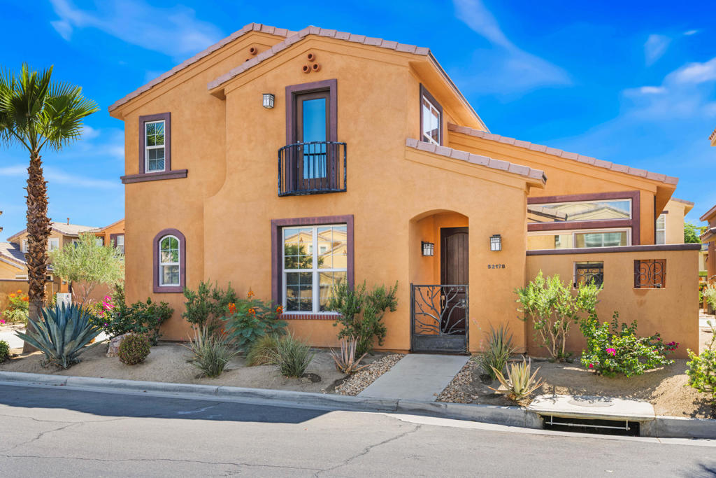 Beautiful and pristine 3 BR,3BA single family home. Includes 2 upstairs master BRs and ensuite baths w/double vanities and one additional BR and bath on lower first floor(could be used as office or guest room) There is a loft/office area btn the two masters. Gated pavered courtyard. Greatroom with dining area. Gourmet kitchen w/ upgraded countertops, breakfast bar , stainless steel appliances and pantry. Laundryroom .Refrigerator and washer/dryer included. Finished two car garage. Electric vehicle charging station.The gated community includes pool/spa, cabanas,Barbeque grills, fireplace lounge area,fitness center and tennis court. Cordoniz is located very near Old Town La Quinta with many shops and restaurants, SilverRock Golf Course, PGA West, Indian Wells Tennis Garden, Empire Polo Grounds