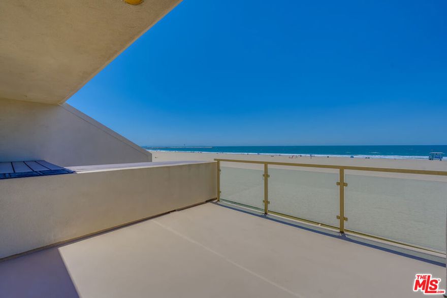 Fully Renovated Gorgeous Oceanfront 2 bedroom 2 bath one-level condo with fabulous ocean views from Catalina to Malibu - a huge entertainment sized balcony plus an oceanfront primary bedroom. The kitchen has a beautiful bar with stone counters, tile backsplash and all stainless appliances. All rooms are spacious and there is tile flooring throughout the entry, living and dining rooms. 2 car assigned parking + extra storage. Short distance to amazing restaurants, coffee shops, stunning canals, Abbott Kinney and all the incredible offerings this special neighborhood provides.