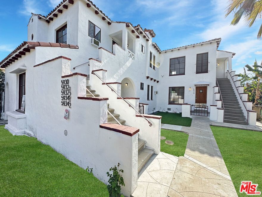 Welcome home to this beautifully restored 1bd1ba Spanish Casita, circa 1931. Located in Hollywood, adjacent  to Larchmont Village and Hancock Park. Situated in a quaint 2-story garden style fourplex recently remodeled with all new plumbing, electrical, roof, etc. Each unit offers original hardwood floors, high open-beam ceilings, French windows, decorative lighting, brand new kitchen and bathroom, all new appliances, in-unit washer and dryer, and electric wall ac/heat units. There is one assigned parking space in an enclosed garage with automatic door opener. Tenant pays for gas, electric, water, trash, renter's insurance.  Sorry No Pets and No Smoking. Come see while its available. Some photos virtually staged and grass digitally enhanced.