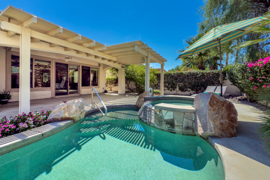 San Benito Model with Salt System Pool/Spa! Two Bedrooms, 2 Baths, Den/Office and Hobby Room with Built-In Murphy Bed.... you'll appreciate the extra space the Hobby room provides which is Ideal for crafts, 2nd office, and/or to accommodate your extra guest(s). Freshly painted Neutral Interior. Crown Moulding, Ceiling Fans, Recessed Lighting, Surround Sound in Great Room! Blinds throughout. Freshly painted Kitchen Cabinetry, New Hardware. Stainless Steel Fridge Included. Newer GE Profile Dishwasher. GE 5 Burner Cook Top, Plenty of cabinet storage, Granite counter tops, Lazy Susan, Pantry. Breakfast Nook with Custom Hutch for extra storage space! Granite Breakfast Bar, Formal Dining Area Open to Spacious Great Room with view of Private Pool/Spa. Slider door to access Covered Patio and Aluma-wood Cover. Easy maintenance landscaping. Lemon Tree, Lime Tree and Orange Tree! Primary Bedroom is King Sized with room for Armoire, Sofa, & Recliner! Primary bath with Dual Sink Vanity, Soaking tub, Separate Shower. Large Walk in Closet! Secondary bedroom is Queen Sized, bath located adjacent. Laundry Room with deep soaking sink, Counter space, freshly painted Cabinetry, with Lots of storage space. Washer and Dryer Included! 2 car garage, Golf Cart Bay. Evaporative Cooler in Garage! Located in Phase 1, closet proximity to main Montecito Clubhouse, Walking Trails! You'll Love the Del Webb Active Retirement Lifestyle with over 60 Clubs, 2 Clubhouses, Restaurant, 2 Bistros, 2 Golf Courses, Putting Greens, Driving Range! 2 Fitness Centers (one with indoor walking track), Golf Pro Shops, Tennis, Pickleball, Bocce, Shuffleboard. Miles of walking, 2 dog parks! Concerts, Performing Arts, Craft Rooms, Billiard Room, Banquet Room, Catering Kitchen. 2 Pools, Spas, One Indoor Pool/Spa. Aerobics, flex room & So Much More to Enjoy! Easy access to shopping, Dining, Entertainment, Acrisure Arena, Casinos!