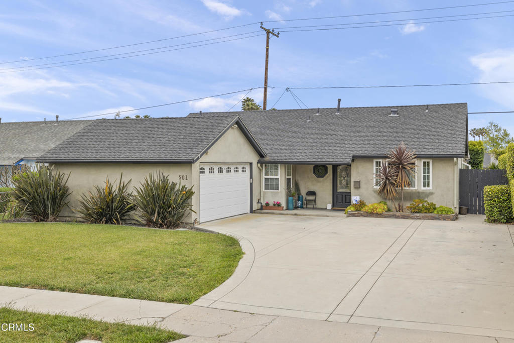 Beautiful 4-Bedroom Home Near Parks, Beaches, and Shopping! This spacious home is within walking distance to Camino Real Park & Dog Park, Pacific View Mall, and beaches. Convenient access to the 126 and 101 freeways makes commuting easy. The open floor plan features a large gourmet kitchen with ample cabinets and granite countertops, perfect for entertaining. French doors lead to a covered raised deck and a stamped concrete patio with sitting areas, ideal for outdoor gatherings. The lush yard offers privacy and greenery. The primary bedroom has an attached bathroom with a walk-in shower. The second full bathroom includes an oversized tub with a shower and ceramic tile. This home offers a blend of comfort, style, and outdoor living in a prime location. A must-see!