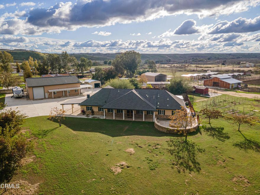 Horse property near Poso Creek w/ 2 separate, adjacent lots totaling 10+ acres (7 acres have pipe fencing). Home is 2,482 sf w/ 4 bed, 3 bath, large family room, kitchen w/ new stovetop, dishwasher and microwave. Monji designed backyard has beautiful trees/shrubs plus sparkling pool, spacious covered patio and built-in BBQ. Front yard has a firepit surrounded by a concrete lounge area w/rock retaining wall. Property includes huge shop with 3 bed, 2 bath, recently updated mother-in-law quarters, plus RV shop and garage. Many areas of the home and MIL have been freshly painted. Facilities feature 4-stall barn, hay barn, round pen, large arena, 10 horse stalls w/ covers, 3 turn out pastures w/ 5 more covers, sheep/goat pen with fencing, 5 tack buildings w/ 10 doors, a large feed tack room, ranch restroom, large owner's tack room, plus auto shop with a BendPack lift and more. Water is supplied by a shared well and a new water softening system was installed in 2025.