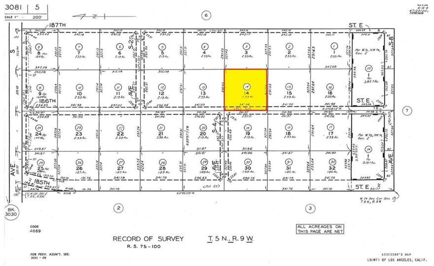 APN: 3081-005-014 Coordinates: 34.553111, -117.797917 2.58 Acre lot for sale in LA County. This lot is located on 186th St E off of E Ave S in Palmdale, CA. Excellent location accessible via dirt road near to other homes. Zoned LCA12 for agricultural use, per county records.