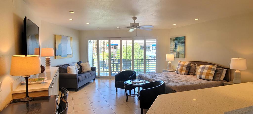Welcome to Shadow Mountain Resort where sun, fun and relaxation await! This particular unit is off of the historic figure 8 main pool at the north end upstairs and is approximately 135 sf larger than most units in that location. The mountain, main pool and tennis court views are amazing!!!! Beautifully furnished and has done quite well in the Shadow Mountain Rental Program (Shadow Mountain allows short term rentals). ALL UTILITIES including cable and internet are INCLUDED in the QUARTERLY HOA fees of $2,227. Shadow Mountain is known for tennis and so much more.....blocks away from El Paseo where you can enjoy morning coffee, fabulous restaurants and shopping galore! Shadow Mountain Golf and Birdy Bar & Grill are right next door to the resort (no affiliation with the resort). This is a unique property...so come see it for yourself and discover what a gem this truly is!*Main pool, tennis, pickleball, padel, pro shop and fitness center require annual membership (see attachment). There are 3 HOA pools/spas throughout the development that do not require membership.