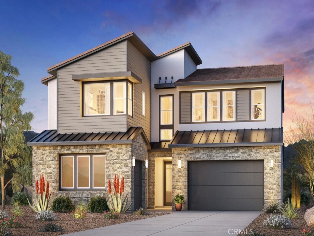 Welcome to Stella at University Park, a new Toll Brothers community located in Palm Desert. Home Site 53 is a new construction Rigel floor-plan which features 5 bedrooms, 4.5 bathrooms and is 3,551 sqft. with a 3 car garage. The foyer features a dramatic 2 story ceiling leading to the expansive great room with 20' high ceilings and includes a central dining area. The kitchen features a central island with plenty of counter space and stainless steel JennAir appliances. This unique floor-plan includes a multi-gen suite on the first floor with a separate living room and bedroom and access to a dedicated garage space. The primary bedroom is upstairs and is separated from the guest bedrooms by a large loft. The Primary Bedroom features an en-suite bath with dual vanities, soaking tub, and a large walk-in closet. There are 3 additional bedrooms upstairs with one bedroom offering a private en-suite bathroom. Highlights include a covered rear patio with a fireplace off of the kitchen and a walk-in pantry. The rear yard has space for many optional pool designs that are available. University Park includes a new community center with pools, spa, fitness center, pickle ball, bocce ball and is close to world class restaurants and shopping. Home Site 53 has an estimated closing date in Spring 2026. Photo provided is a rendering of the home that is under construction and exterior color schemes may vary.