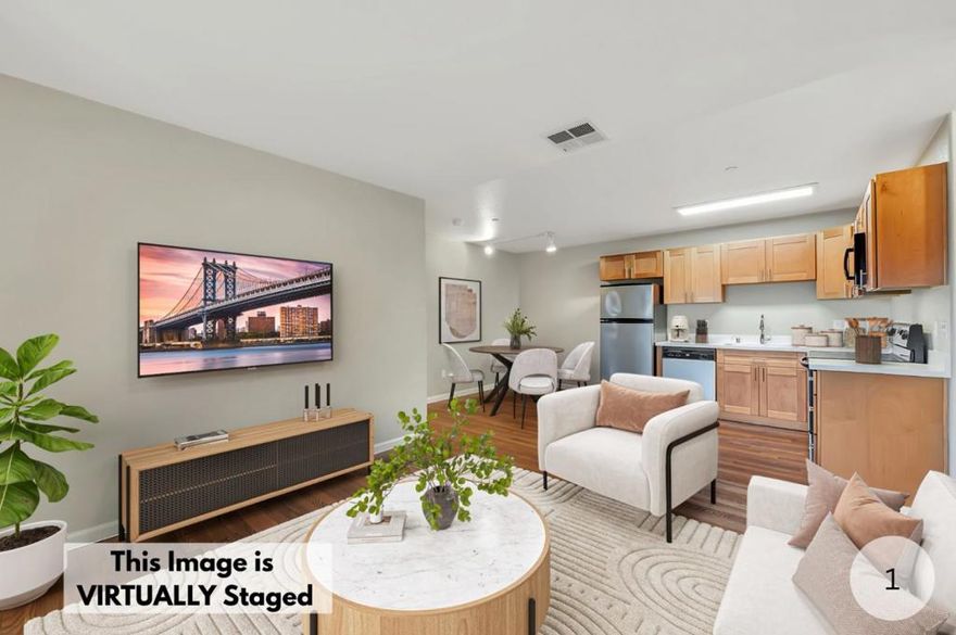 Welcome to this charming 2-bedroom, 2-bathroom home nestled in the vibrant city of San Jose. With a comfortable living area of 901 square feet, this residence offers an inviting space for both relaxation and entertainment. The kitchen is a highlight, featuring modern amenities such as quartz countertops, an electric oven range, dishwasher, microwave, and refrigerator, making meal preparation a breeze. The living area seamlessly integrates a dining space, perfect for casual meals.  The home features NEW laminate flooring throughout, NEW Kitchen Cabinets, NEW Quartz Countertop, NEW sink and faucet; providing a sleek and easy-to-maintain surface. Laundry is a convenient affair with an inside setup that includes both washer and dryer.  HOME IS VIRTUALLY STAGED  This home provides easy access to educational facilities. Additional amenities include central forced air heating and a single-car garage. Whether you're a first-time buyer or looking to downsize, this property offers comfort and convenience in a coveted location.