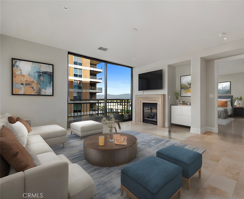 Experience Resort-Style Elegance at THE PLAZA, Irvine, where modern sophistication meets Southern California’s premier resort-style living.
den is designed with a built-in Murphy bed that folds neatly into the wall, instantly transforming the space for flexible use. When open, the Murphy bed provides a comfortable sleeping area for guests; when tucked away, the room becomes an ideal office, reading nook, or hobby space. Custom cabinetry, shelving, and a built-in desk create both function and elegance. The primary suite is a private sanctuary, complete with a spa-inspired bath featuring a soaking tub and a generous walk-in closet. Step outside your door to world-class amenities: an infinity-edge pool, two-lane lap pool, poolside cabanas, and lush lounge areas. Stay active in the community fitness center with yoga and steam rooms, massage spaces, and showers. For business and social needs, THE PLAZA offers a state-of-the-art business center, two conference rooms, an inviting indoor and outdoor gathering spaces. Cozy up by the fire pit, enjoy the BBQ area, or relax in one of the many stylish lounges. Association dues include premium services such as concierge, cable, internet, water, trash, and gas. Residents also enjoy two assigned parking spaces in a secured structure, private storage, and dedicated service elevators for pets, janitorial, and moving needs. Perfectly situated near major freeways, John Wayne Airport, Newport Coast, South Coast Plaza, Fashion Island, and some of Orange County’s finest dining and entertainment, THE PLAZA offers the pinnacle of luxury high-rise living.