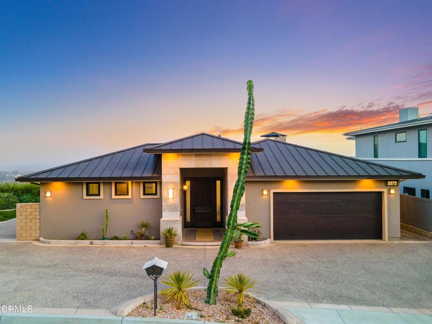 Welcome to this exceptional, modern single-family home nestled in Ventura's coveted hillside neighborhood, Skyline Estates. Built in 2020 and offering 2,216 sq ft of open-flow living, the residence spans two spacious bedrooms and two and a half baths--an ideal canvas for luxury living.Step inside to discover high-end contemporary finishes throughout: gleaming concrete floors, abundant natural light from large windows, and a seamless design that flows from living to dining to kitchen. The chef-inspired gourmet kitchen features a generous central island, premium appliances and elegant cabinetry--perfect for entertaining or everyday comfort.The spa-style bathrooms deliver a serene retreat: sleek fixtures, refined surfaces and an atmosphere of calm, every day. For indoor relaxation or hosting friends, a cozy gas fireplace invites gatherings in the living room.Outside, the property rests on over 12,500 square feet of fully fenced in land with only one neighbor on the side, offering privacy and generous outdoor space. Perhaps most striking is the rooftop patio with expansive unobstructed views of the ocean, islands and city lights--a rare and commanding vantage point for sunset moments or alfresco dining.Completing this fine package: a two-car attached garage, central air conditioning, and a beautifully landscaped garden that enhances the sense of peaceful seclusion. Located near the hillside above Poli/Foothill Road, you'll enjoy elevated privacy while remaining just minutes from shopping, dining and Ventura's famed coast.Don't miss the opportunity to lease a brand-new-style unfurnished home that blends luxury finishes, generous outdoor living and panoramic views. Ideal for discerning renters seeking a refined Ventura lifestyle.