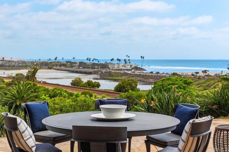 Available Short Term.  Also available for lease for one year furnished or unfurnished or short term furnished (6 month minimum).  Beautiful single family home with iconic views of the ocean and the Del Mar Race Track. A quiet, peaceful, well built home with private pool and spa and high end finishes.  Gated with additional prime parking.  Located around the corner from Del Mar Beach, Dog Beach and many restaurants.    Ocean views from every room.  4th bedroom can be converted to office if desired.   Call listing agent for Seasonal Rates.