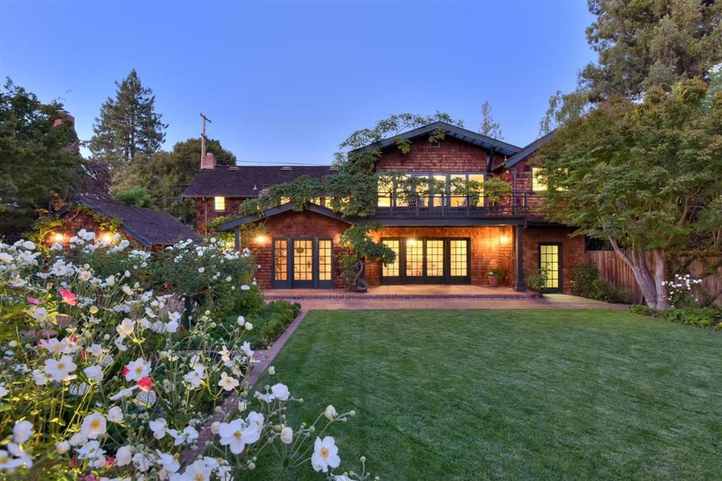 This classic 1915 home (NOT ON THE HISTORIC LIST & NOT IN THE FLOOD ZONE) is located on one of the most sought after blocks in the heart of Old Palo Alto amidst homes selling for 20 to almost 40 Million dollars. This 2 story charming brown shingle has 5 upstairs bedrooms, spacious formal & informal rooms on the main floor w/an updated kitchen + extensive built-ins-all w/ timeless appeal in a bright & light ambiance.Spacious rooms open to inviting spaces & french doors lead to stunning gardens by Katsy Swan for quintessential California indoor/outdoor entertaining.The spectacular grounds boast lush lawn, drapes of wisteria, roses, fruit trees, brick patios & an outdoor fireplace sitting area.A tucked-away pool offers privacy in the back of the lot. With its ideal location and close proximity to Downtown Palo Alto's University Ave, Town & Country Shopping, top rated schools, Stanford University & Stanford Medical Center, this is a wonderful opportunity in the heart of Silicon Valley.