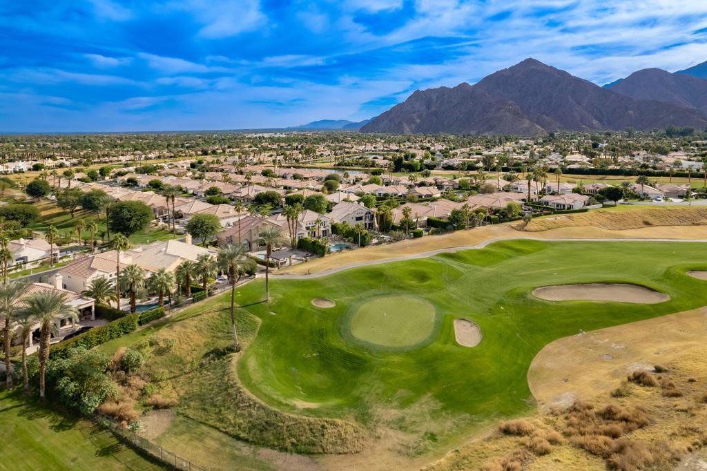 Any lease of this lot must be for AT LEAST THIRTY (30) CONSECUTIVE DAYS. Available for 2025 - 2026 season. Reduced to $6500/month for multiple month rental. Seasonal Rental in the gated community of La Quinta Fairways. Elevated over the 5th green of the La Quinta Resort Dunes course, this home allows for privacy and sunshine from the backyard. 3 bedrooms 2.5 bath home. Enter into the living and dining room. Family room and kitchen are open to each other and kitchen has been updated. Primary Bedroom with queen bed, full bathroom. Second bedroom queen bed and third bedroom queen bed. Second and third bedroom share a jack and jill bathroom. Back yard provides the outdoor living you want. Built in BBQ, covered patio and private pool and spa for you to relax and enjoy. Close to golfing, shopping and dining with Old Town La Quinta a couple miles away. Come relax and enjoy the La Quinta Desert Lifestyle. No Smoking, No Pets