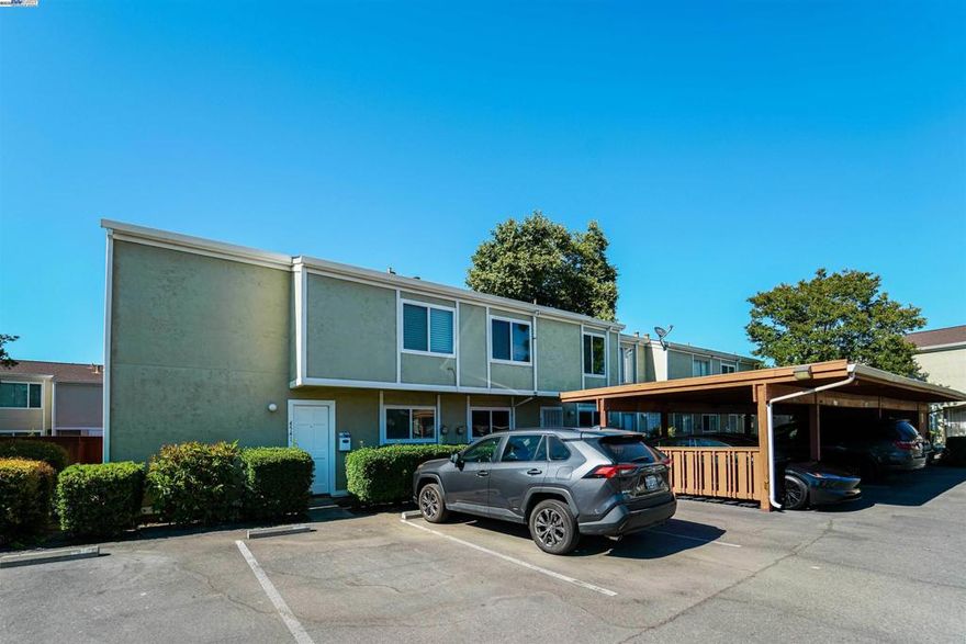 Top rated Irvington schools. Remodeled townhouse. Offers 3 bedrooms, 1.5 bathrooms, 2 car- parking. Approx 1,242 sqft of living size. Huge living room. Updated kitchen with white cabinets, granite countertop, Stainless appliances.  Large master suite with walk-in closet. Brand new bathroom. Brand new Luzury vinyl floor. Fresh int. Paint. Good size of patio yard.  Washer / dryer and refri are included.  Low HOA $312 / mon, including water and community pool.  Easy access 680/880/ 84/BART/ ACE train / Bridge, and company shuttle… Good for the first buyer and investors. Open house Sat 10/11/25,  1:30-4:00PM.