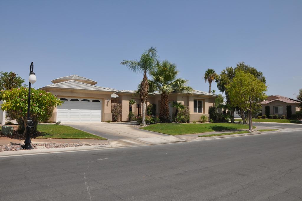 Welcome to 6 Champagne Circle! An elegant desert oasis tucked within the gated community of Versailles. Located on a spacious 13068 sq ft corner lot with front yard mountain views offering those peachy pink sunsets every evening while you relax in the front courtyard next to a lovely fountain. In fact, there are three fountains on the property creating a tranquil environment. Then if you feel like being creative you have the awesome casita to run to. This Casita was custom built with hardwood floors and wall to wall mirrors. Use it as a dance studio, yoga studio or art studio. The light coming into it is an artist dream. Versailles, with its prestigious zip code, is adjacent to Cotino; Disney's exciting new Storyliving community and near fine dining, great shopping, excellent golf courses and the vibrant culture of the Coachella Valley! This beautiful residence offers the perfect blend of sophistication, comfort, and seamless indoor-outdoor living. When you walk in you'll feel the high ceilings and an open-concept layout. The gourmet kitchen features granite countertops, new stainless steel appliances and a breakfast bar. It also opens to a sizable dining area that leads to a spacious great room with a fireplace. In addition to this eating area there's a formal dining room with cathedral ceilings as well. The primary suite is a serene retreat with a large ensuite bath, walk-in closet and tropical views of the pool and palm trees. The additional two bedrooms offer views as well. So, whether you're searching for a full-time residence, seasonal escape, or investment property, 6 Champagne Circle offers an unparalleled Rancho Mirage lifestyle!! **Please Note that 5 photos were virtually staged and that it's located in the desirable IID electric utility district!