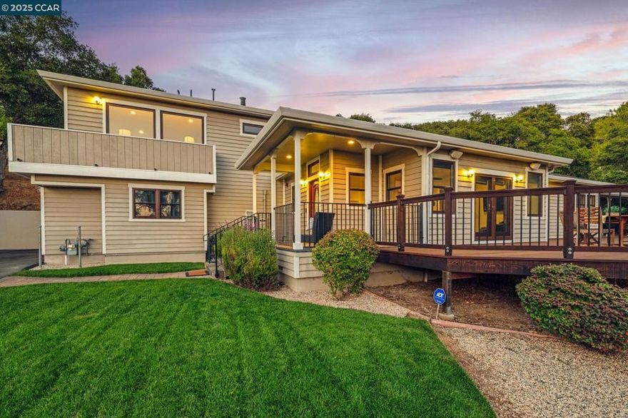 Huge $125K price improvement!  Open Sunday 10/12, 2 pm-4 pm.  Modern Elegance Meets Peaceful Seclusion in the Hayward Hills! Nestled on a private 3.24-acre lot and surrounded by majestic Oak Trees and Bay views, this beautifully designed home offers the privacy and tranquility you’ve been looking for.  Great for entertaining, this home features an open floor plan filled with natural light.  The gourmet kitchen is a chef’s delight, equipped with premium Bosch appliances, a 5-burner gas stove, convection double oven, toe-kick lighting, a spacious center island with a second sink, and a built-in wine fridge. Enjoy two luxurious primary suites, one on each level.  The upstairs suite boasts stunning Bay views, making every morning feel like a getaway.  Step outside onto the newly refinished deck, perfect for family BBQ's, morning coffee, or unwinding under the stars. A Hot Spring spa offers the ultimate relaxation.  Additional features include a Sprinkler System, Generac generator, Sonos sound system, two LG flat-screen TVs, a Tankless water heater, 60 amp EV charging outlet, 200 Amp electrical service, an advanced septic system, Weather Station, RH Shelving, and a quiet location down a private lane with no through traffic. Don't miss this one!