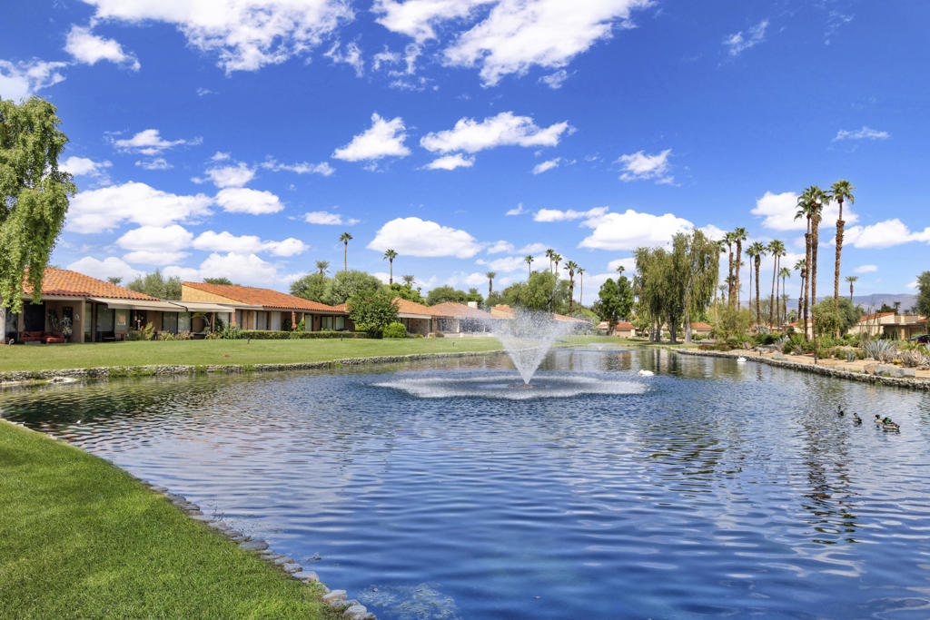Turnkey Lakeside Condo at Sunrise CC!This 3 Bed, 2 Baths end unit, Barcelona Plan has panoramic views of the Lake.Resort Style Living awaits! This upgraded condo features Quartz Counter Tops, Custom Cabinets, Stainless Steel Appliances, Remodeled Baths, Tile Floors, Dual Pane Windows, Solar Panels, and a cozy Fireplace.Enjoy the private patio with sweeping Lake views, fountains, Swans and lush trees. Just steps from the Pool & Spa, Clubhouse. Sunrise CC offers and 18 Hole Golf Course, Tennis and Pickle Ball Courts.Also a Fitness Center, 21 Pools and Spas,Dining Room and Lounge. Close to the River Complex, Shops, Restaurants, Theaters. This Home is offered turnkey furnished, ready to move in and enjoy all that Sunrise CC has to offer.