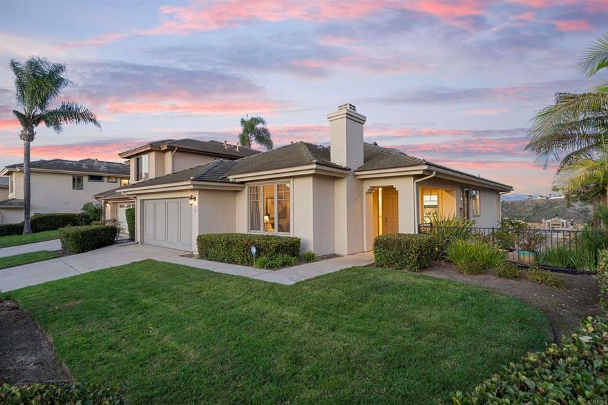 Welcome to your dream home at 1801 Amalfi Dr, nestled in the exclusive gated community of Monte Mira in beautiful Encinitas, CA. This single-story gem boasts two spacious bedrooms, two luxurious bathrooms, and an office/den with spectacular views, all within approximately 1,860 square feet of meticulously designed living space. The home seamlessly combines classic charm with modern amenities.  As you step inside, you're greeted with breathtaking panoramic views of the lagoon, valley, mountains, and even partial ocean scenery from the den, kitchen, and side yard. The kitchen has been tastefully updated, featuring elegant travertine finishes and top-of-the-line stainless steel appliances.  Situated on a nearly 10,000-square-foot lot, this property features an expansive outdoor oasis, ideal for entertaining or unwinding. The spacious back patio comes equipped with trellises, a cozy fire pit, sitting walls, and beautifully maintained gardens, creating a serene escape right in your backyard.  With its stunning views and prime location, this home is a rare find in the sought-after Encinitas area. Welcome Home!