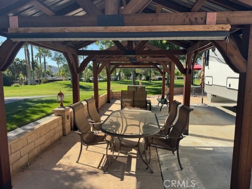 On the golf course with amazing Sunset Views, Two massive Gazebos with screens for those sunny days, sitting wall surrounds the property for extra privacy and room for guests.  Huge lot with plenty of room for your RV and extra cars or golf carts.  Waterfall is simply gorgeous and can help you wind down at the end of the day waiting for the sunset and guests to close out the day of fun golf or pickle ball. Included in Rancho California RV Resort is a 14 hole Executive Golf Course that is free for owners, 5 Pools and Jacuzzi areas, Tennis Courts, Pickle Ball Courts, Laundry Rooms, Dog Park, Horse Shoe Lawn, Club House, Hiking Trails, all inside Gated Community that is Guarded 24/7. You can live here or rent your space. Peace and quiet serenity all just 25 minutes from Temecula Wine Country. No age restrictions. Financing Available....