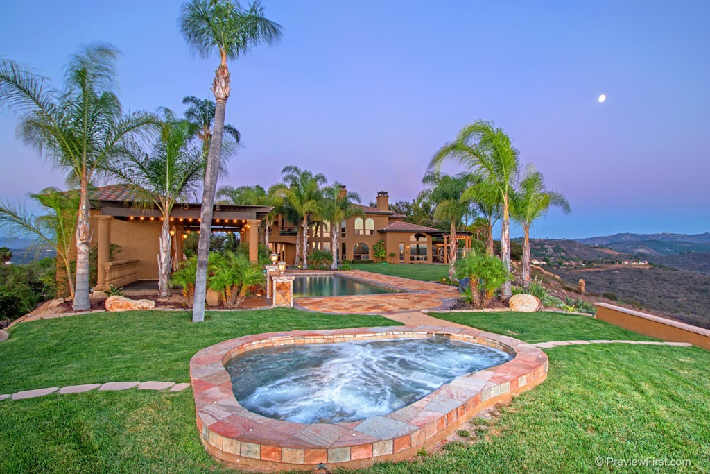 This stunning 4.5-acre equestrian property inspired by Old World grandeur offers striking views of rolling hills reminiscent of Tuscany, and near 360-degree views stretching all the way to the Pacific Ocean. The fluid layout begins with a grand-scale staircase and glistening crystal chandelier against a panoramic backdrop. Decorative iron-forged doors lead to an optional 5th bedroom, which is currently used as a wine tasting room. Upon request the wine room will be converted Neighborhoods: Toscana Equipment: Dryer,Fire Sprinklers,Garage Door Opener,Pool/Spa/Equipment, Range/Oven, Washer Other Fees: 0 Sewer: Septic Installed Topography: LL,GSL